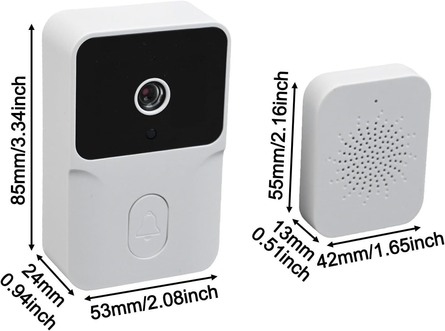 Wireless Rechargeable Doorbell，Dual Audio Functionality along & Full HD Video