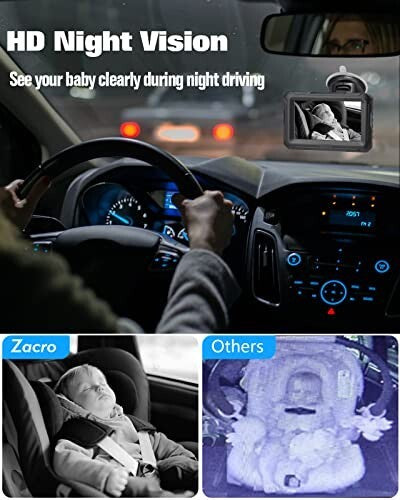Baby Car Camera,1080P Baby Car Mirror 4.3'' Display For Rear Seat, Night Vision