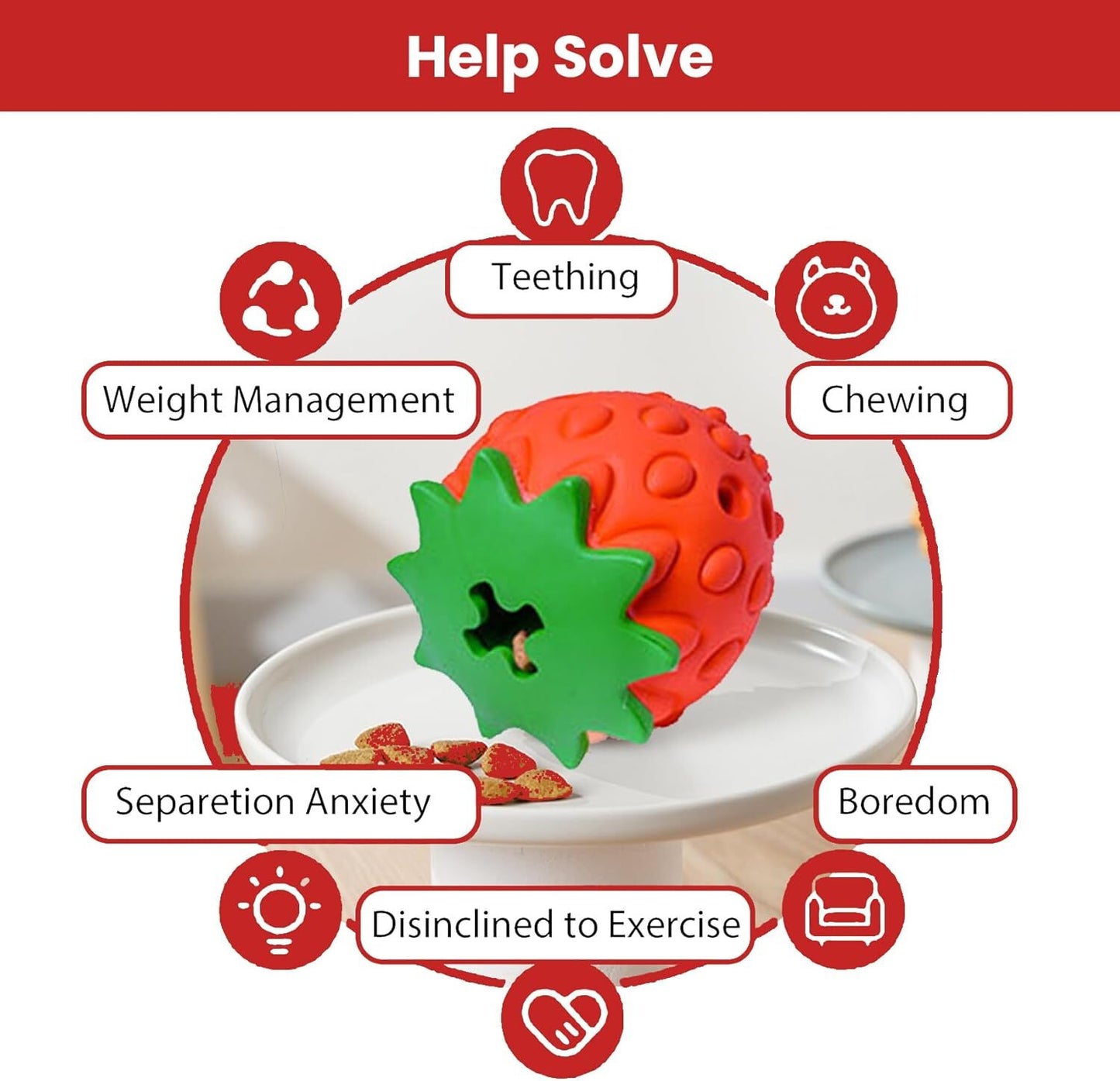 Strawberry Flavor Chew Toy for Aggressive Chewers, Dog Toothbrush Toy