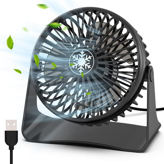 USB Desk Fan Mini 3 Speed Portable Quiet Table Fan Desk Office Travel or Bedroom