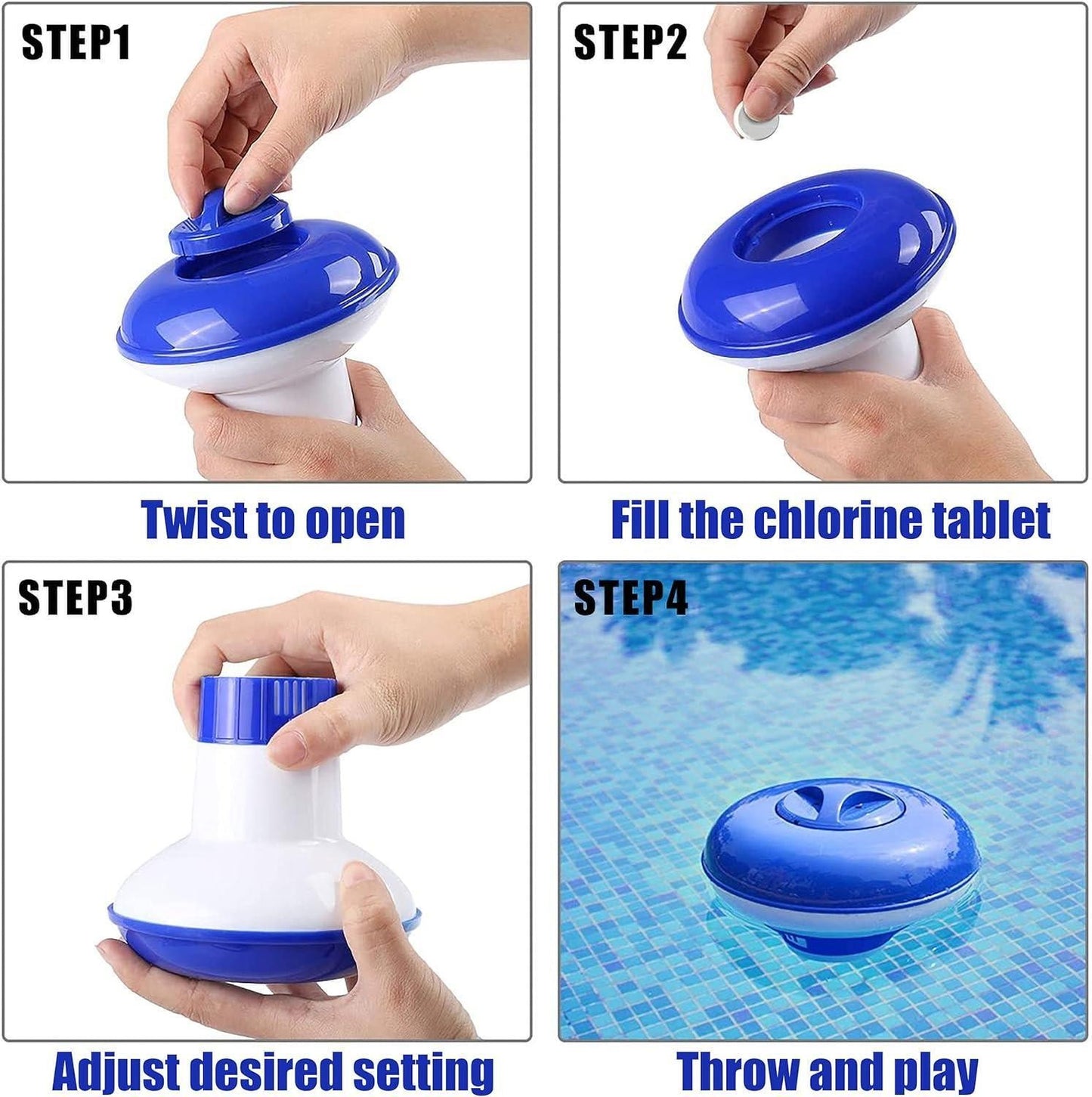 2X Floating Chlorine Tablet Dispenser Chemical Holder Pool Spa Hot Tub Float 5''