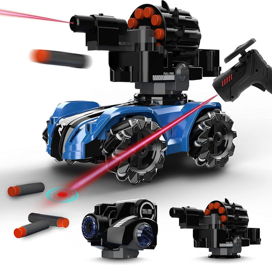 Tank Car Chase Light Spot Run, 4WD Battle Stunt Car with 360°Rotating LED， Music