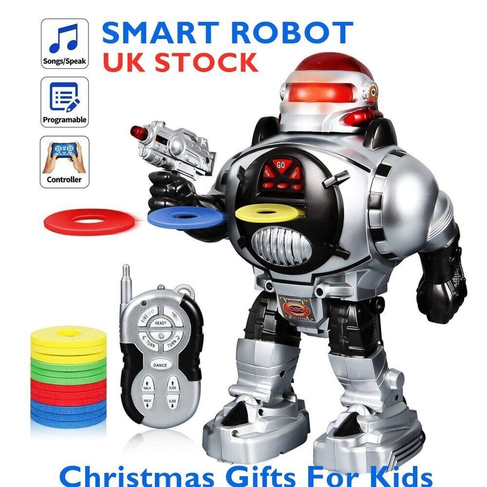Toy Robot Shoots Missiles Walks Talks & Dances Lights Remote Control For Kids