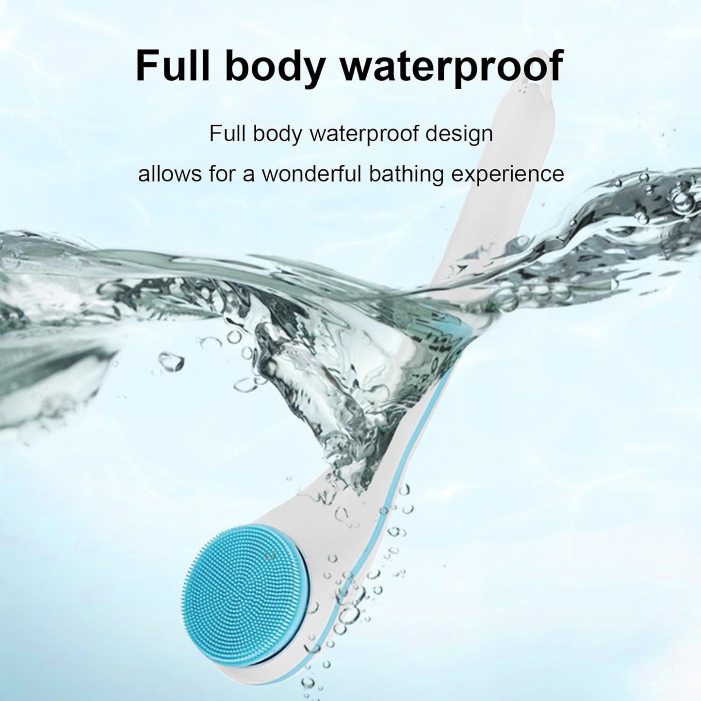 Electric Body Brush Facial Cleansing Brush Rechargeable Back Washer Long Handle