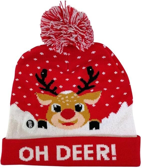 2Pcs Christmas LED Light Up Hat, 6 Colorful LED Unisex，Xmas Beanie Knitted Hat