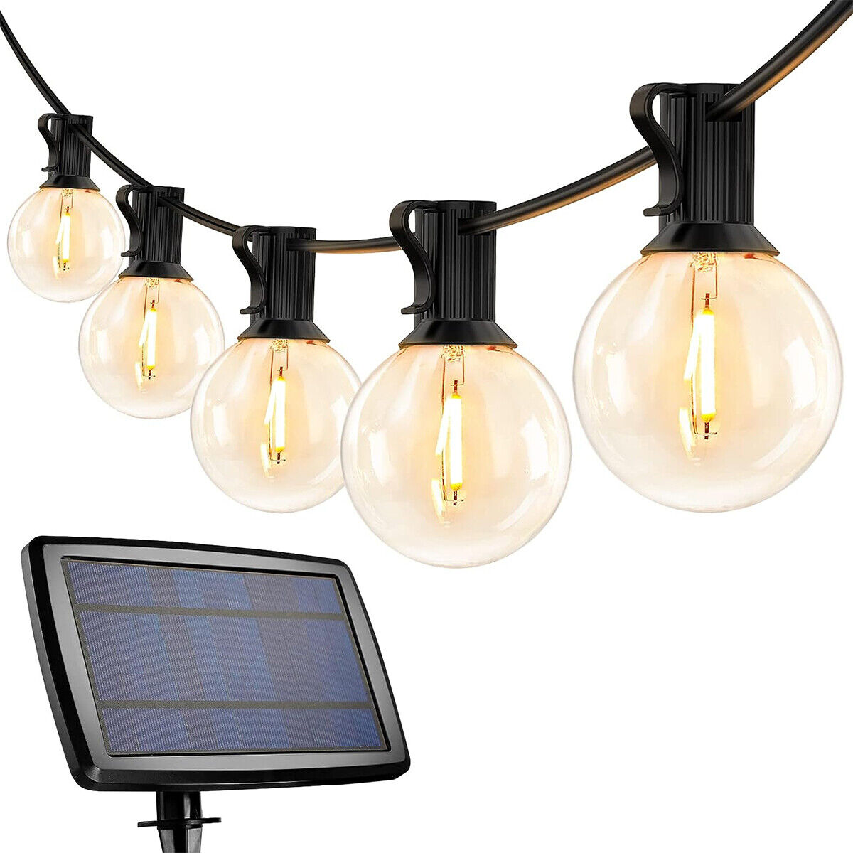 7.5M/25ft Solar String Ball Lights 25 Waterproof G40 LED Bulb 4 Modes for Garden