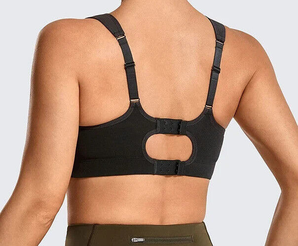SYROKAN Shock Control High Impact Lightly Padded Wireless Sports Bra Black 38C