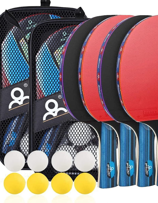New Speed and Spin PPong Table Tennis Set / rackets with 4 Bats,8 Balls & Bag
