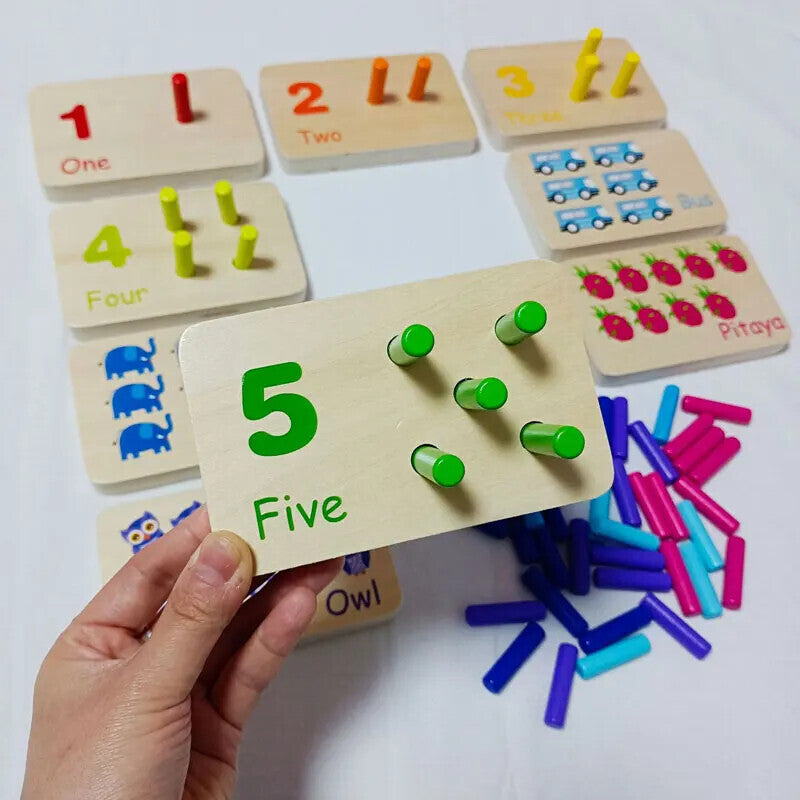 Montessori Wooden Math Toy Cognition Stick Game Color Digital Learning Board