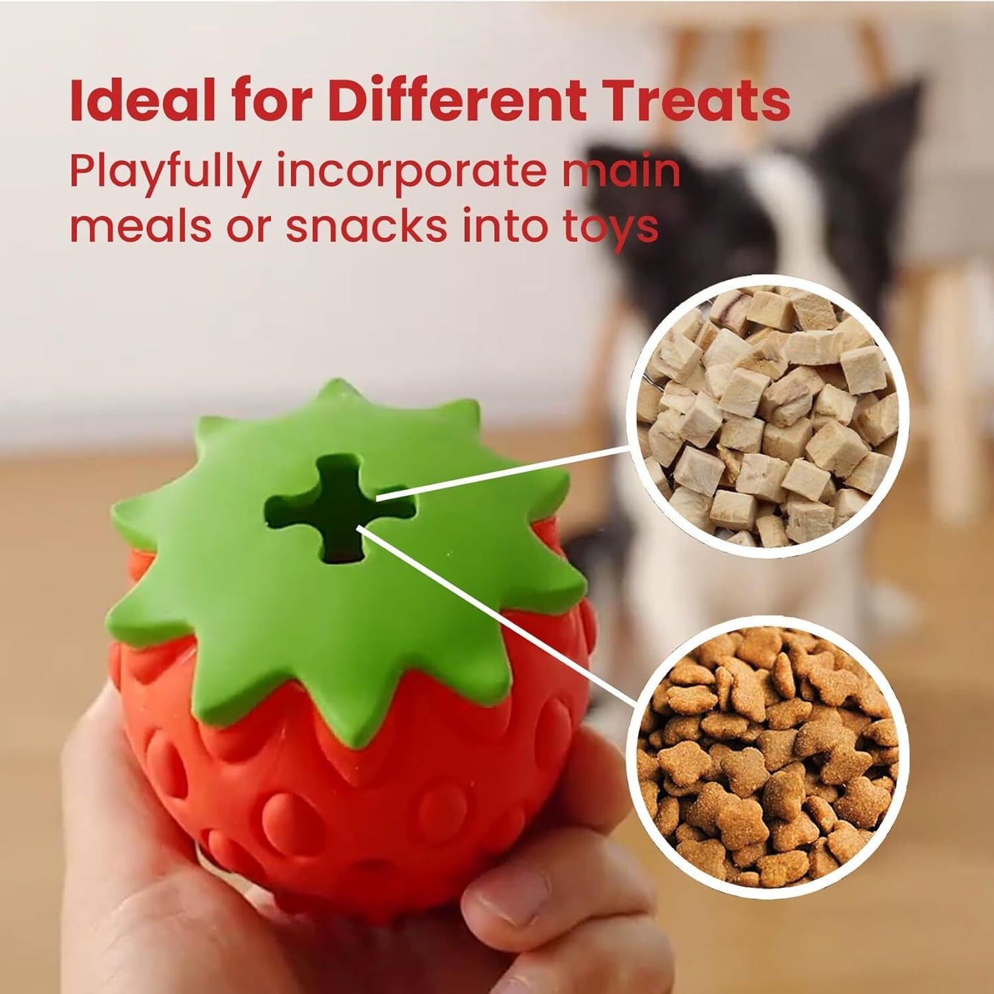 Strawberry Flavor Chew Toy for Aggressive Chewers, Dog Toothbrush Toy