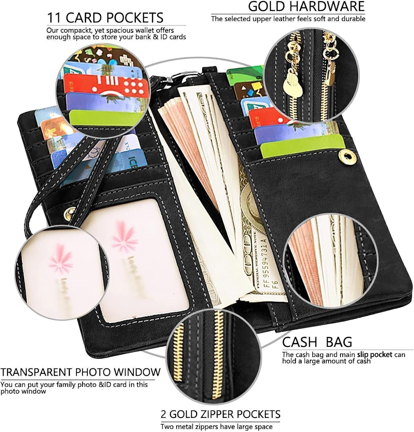 Long Women Purse Multiple Card Slots Wallets Small Clutch Bags Soft Leather